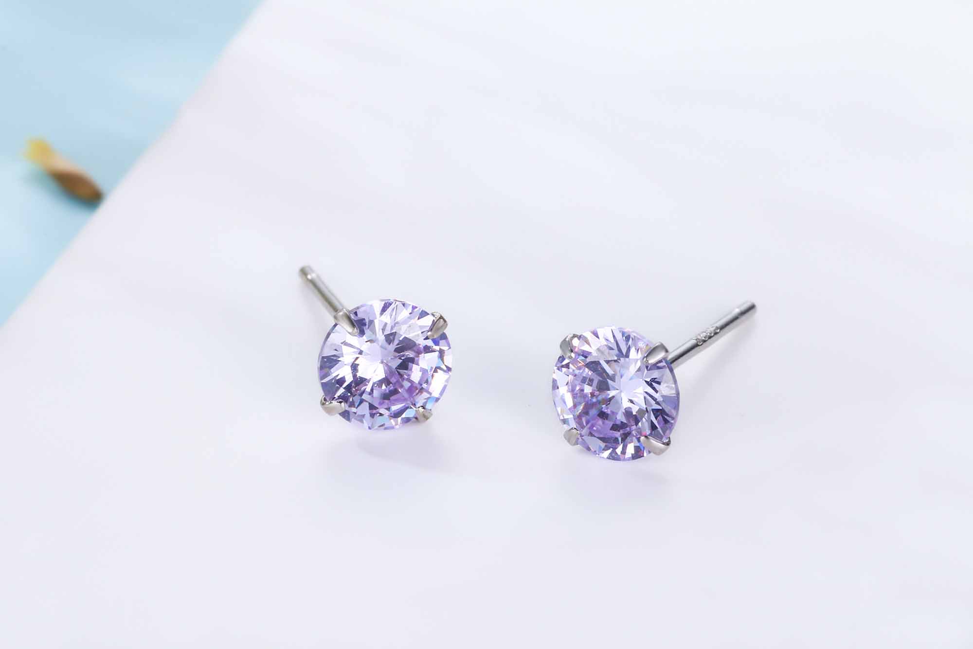 Simple CZ White 925 Sterling Silver Round Studs Earrings-Bijou Crush