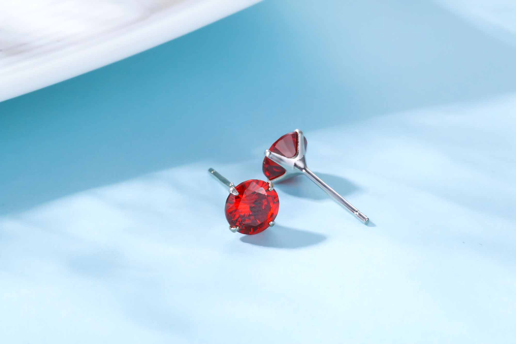 Simple CZ White 925 Sterling Silver Round Studs Earrings-Bijou Crush