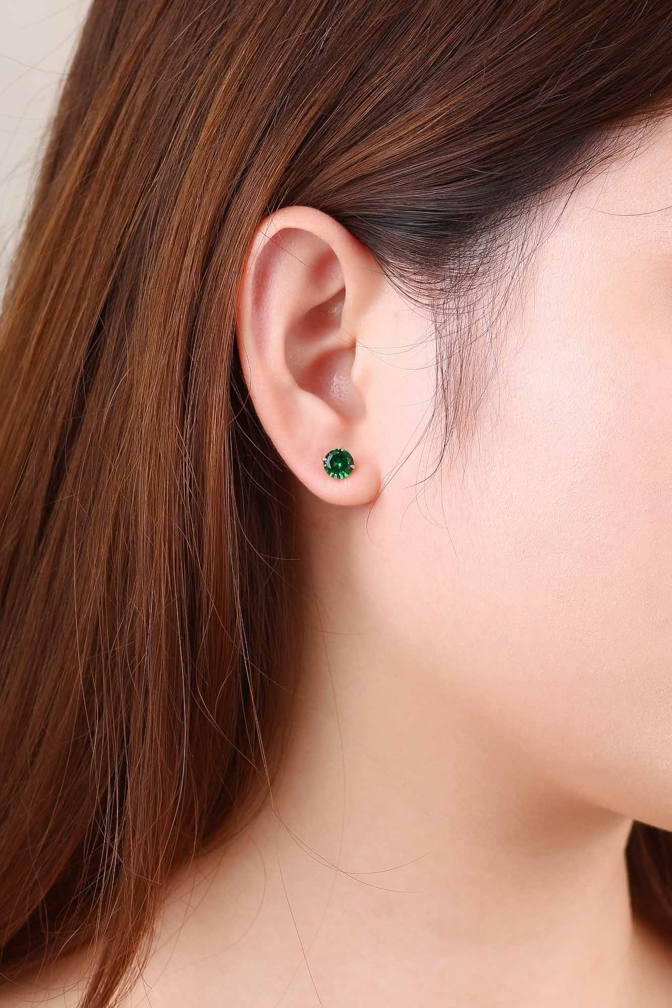 Simple CZ White 925 Sterling Silver Round Studs Earrings-Bijou Crush