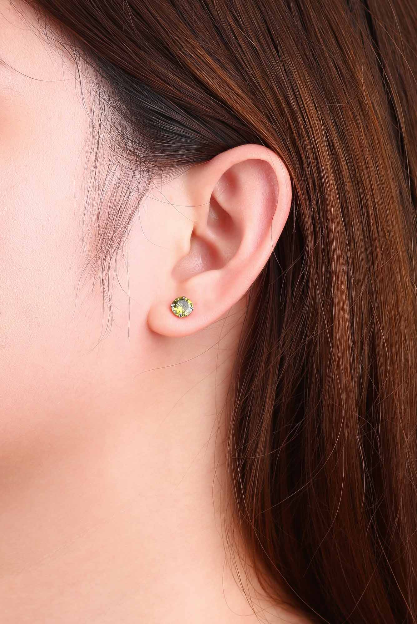 Simple CZ White 925 Sterling Silver Round Studs Earrings-Bijou Crush
