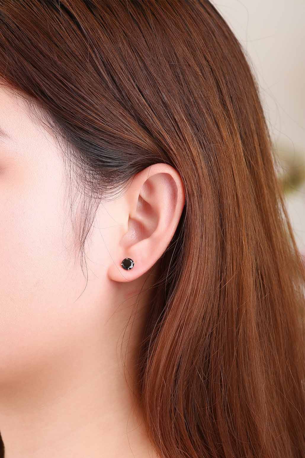 Simple CZ White 925 Sterling Silver Round Studs Earrings-Bijou Crush