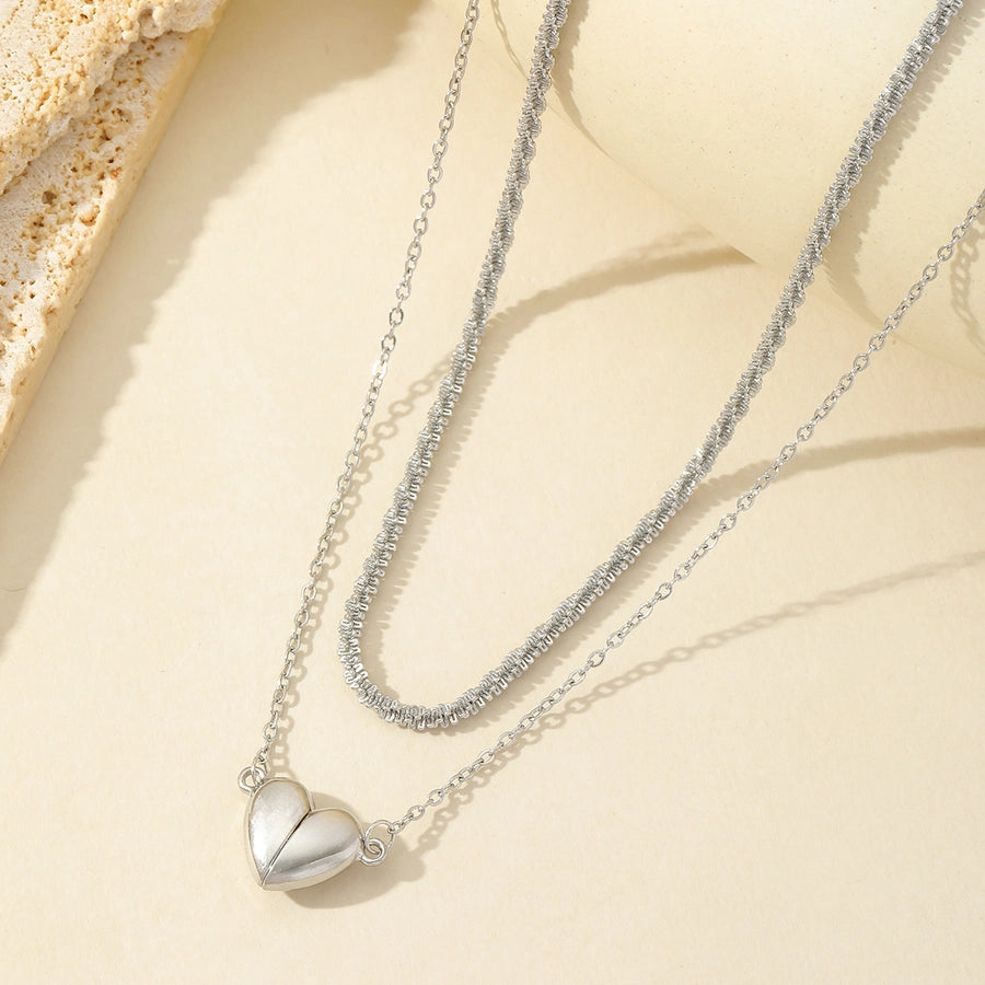 Heartfelt Love Romantic Heart-Shaped Double Layer Necklace – 18K Gold-Plated Stainless Steel-Bijou Crush