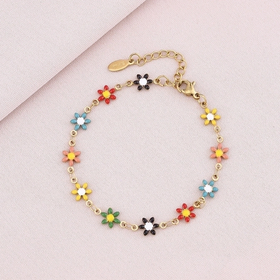 Basic Flower Stainless Steel 18K Gold Plated None Bracelets-Bijou Crush