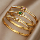 Elegant French Square & Heart Zircon Bangle Bracelet-Bijou Crush
