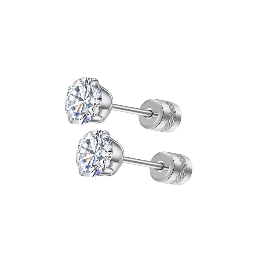 Round Inlay 304 Stainless Steel Zircon 18K Gold-Plated Earrings – Timeless Elegance-Bijou Crush