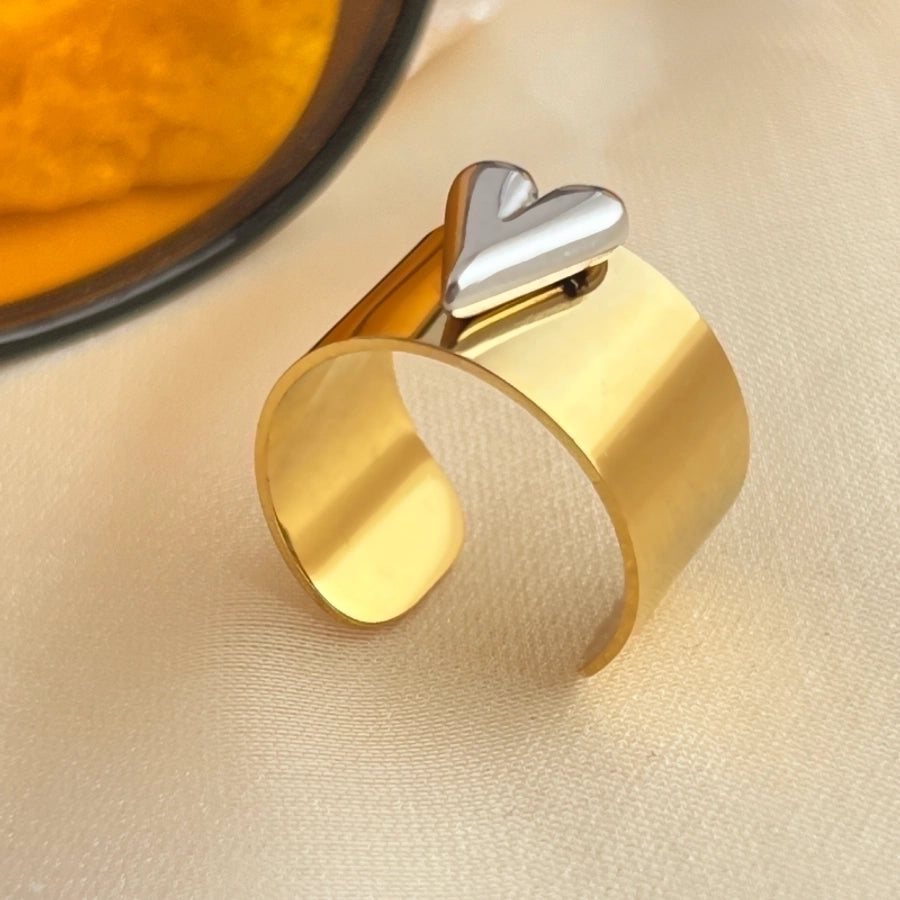 Classy Stainless Steel 18K Gold Plated Metallic Heart Shape Rings-Bijou Crush
