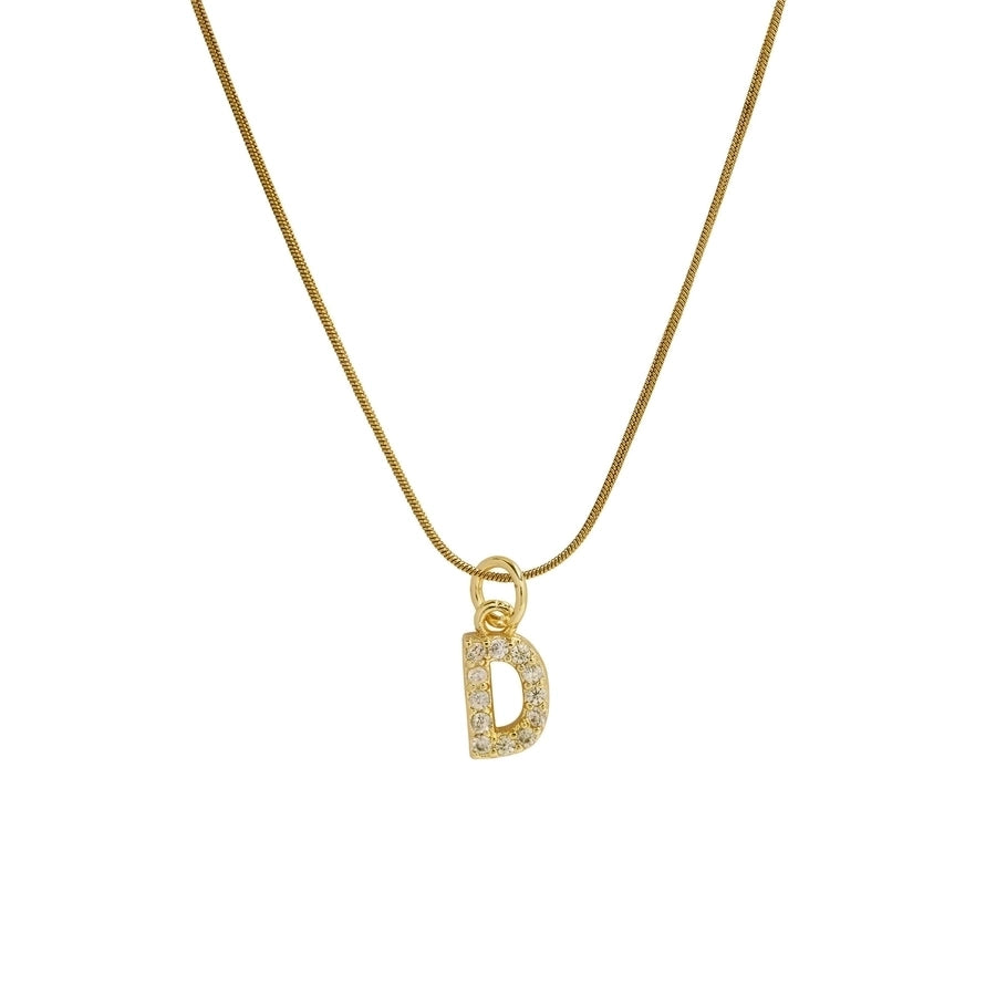 Blingy Letter Charm Snatched Snake Chain Necklace-Bijou Crush
