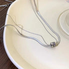 Classy Style Circle Titanium Steel Zircon Inlay Double Layer Necklaces-Bijou Crush