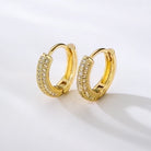 Elegant French Locket Earrings – Gold-Plated Copper Hoops with Zircon Details-Bijou Crush