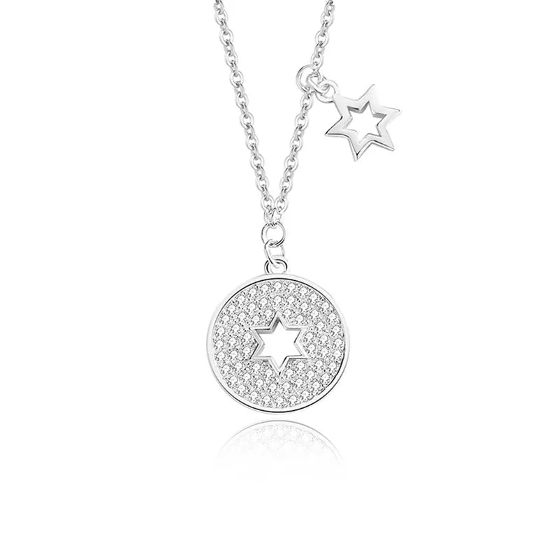 925 Sterling Silver Zircon Inlay Star Pendant Necklace-Bijou Crush