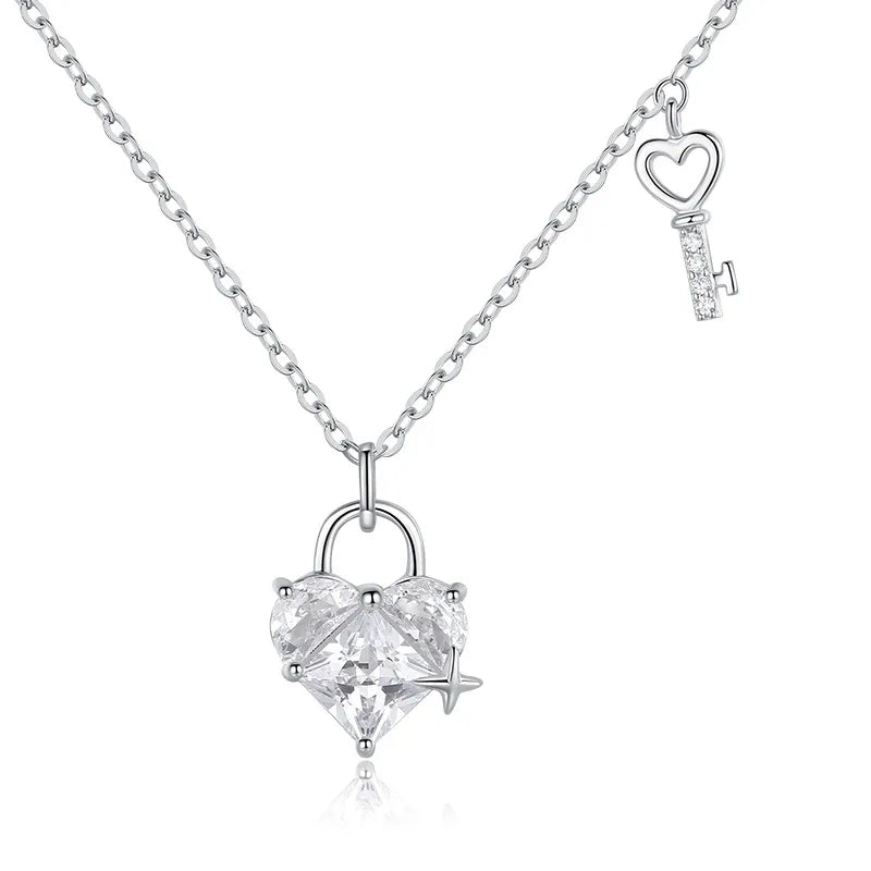 925 Sterling Silver Cable Chain Heart Shape Pendant Necklace-Bijou Crush