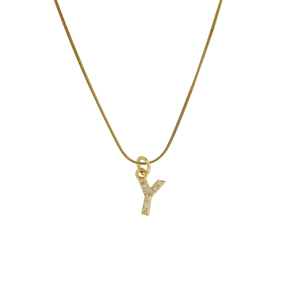Blingy Letter Charm Snatched Snake Chain Necklace-Bijou Crush