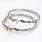 Titanium Steel Simple Style Heart Shape Plating Bangle Bracelet-Bijou Crush