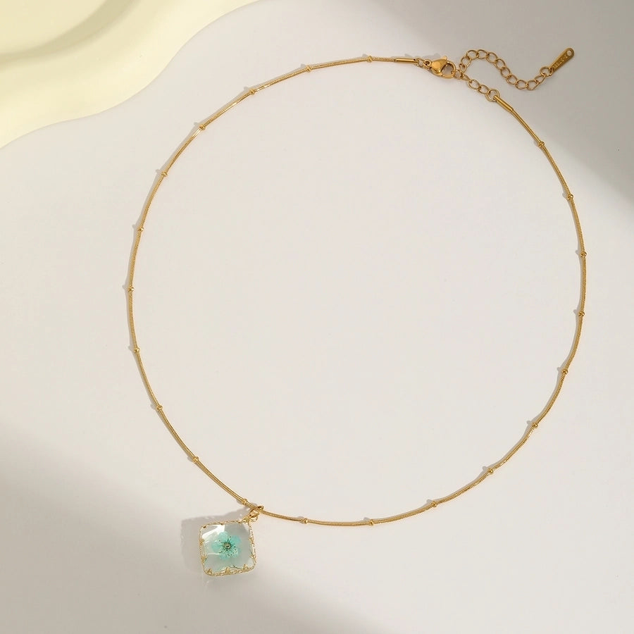 Flower 304 Stainless Steel Copper 18K Gold Plated Pendant Necklace-Bijou Crush