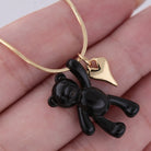 Cute little bear Heart Shape Copper 18K Gold Plated Plating Pendant Necklace-Bijou Crush
