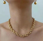 Shiny Shell Inlaid Gold Necklace-Bijou Crush