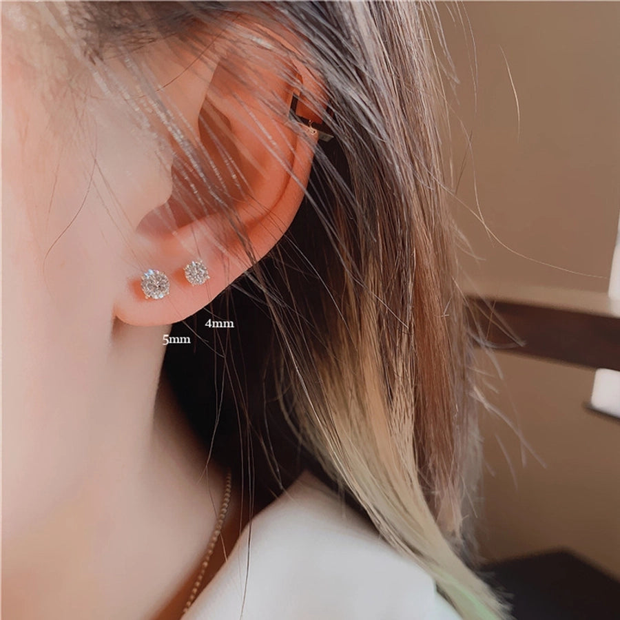 Shine Bright 925 Sterling Silver Zircon Geometric Ear Studs-Bijou Crush