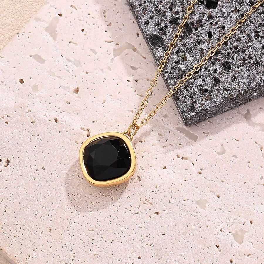 304 Stainless Steel Rhinestone 18K Gold Plated Polishing Inlay Pendant Necklace-Bijou Crush