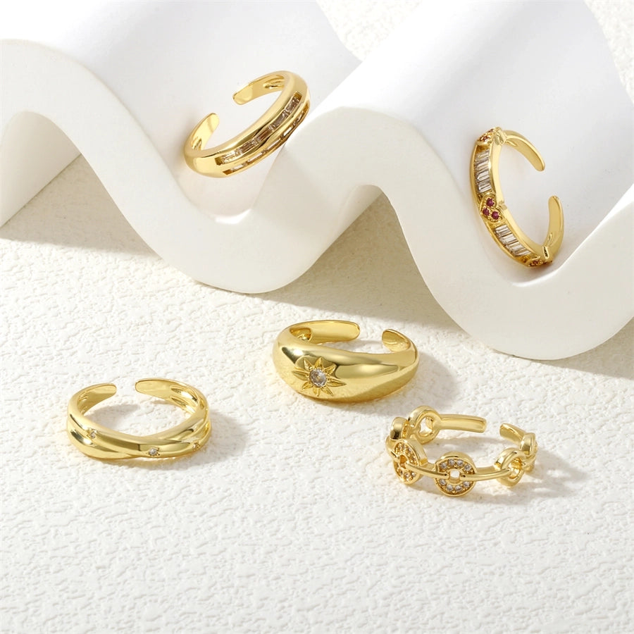 Geometric Copper Zircon Ring – 18K Gold Plated-Bijou Crush