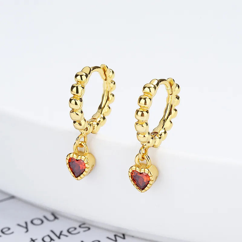 925 Sterling Silver Heart Shape Drop Earrings-Bijou Crush