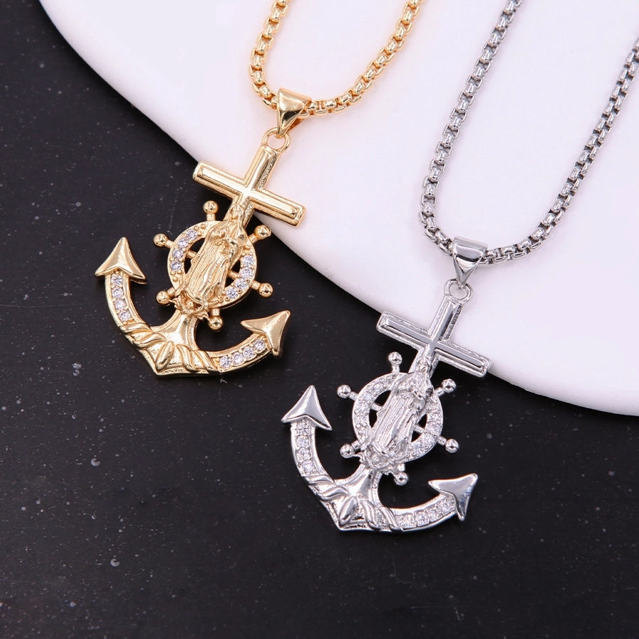 Simple Style Anchor Copper Polishing Plating Zircon-Bijou Crush
