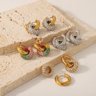 Throwback Shine Hoops – 18K Gold-Plated Zircon with Stainless Steel Swag-Bijou Crush