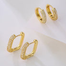 Elegant French Locket Earrings – Gold-Plated Copper Hoops with Zircon Details-Bijou Crush