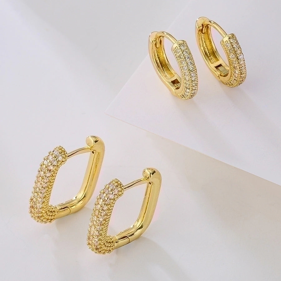 Elegant French Locket Earrings – Gold-Plated Copper Hoops with Zircon Details-Bijou Crush