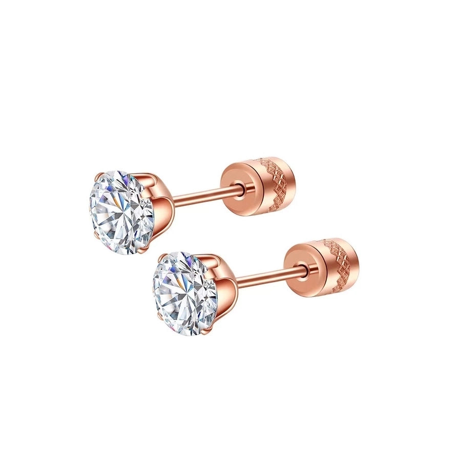 Round Inlay 304 Stainless Steel Zircon 18K Gold-Plated Earrings – Timeless Elegance-Bijou Crush