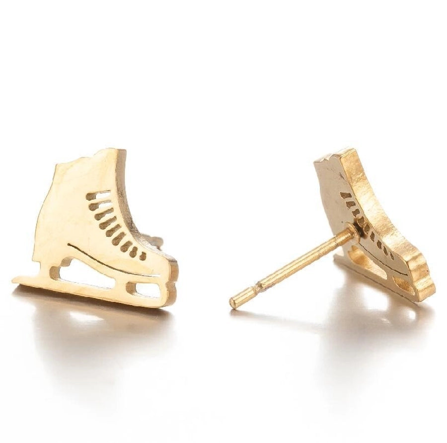 Fashion Letter Skates Ball Stainless Steel Plating Ear Studs-Bijou Crush