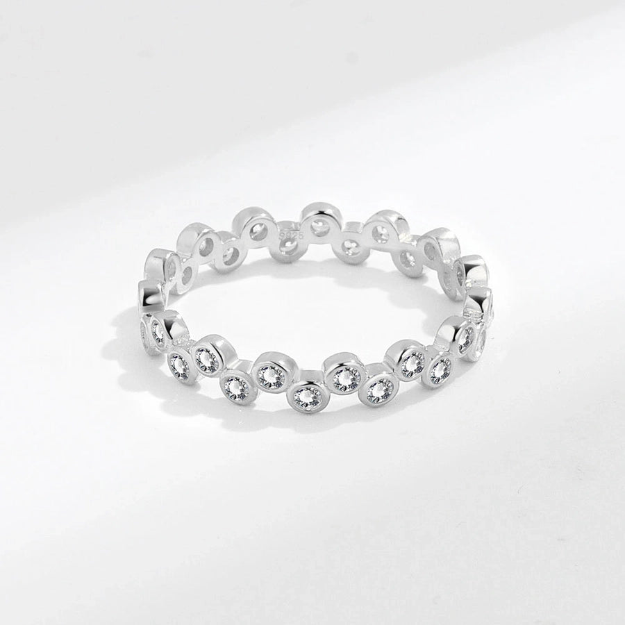 18K Gold-Plated 925 Sterling Silver Zircon Round Ring-Bijou Crush