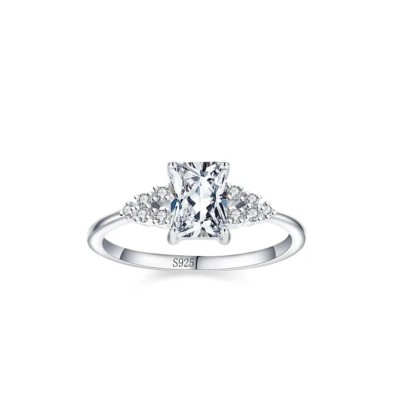 925 Sterling Silver Zircon Rectangle Ring-Bijou Crush