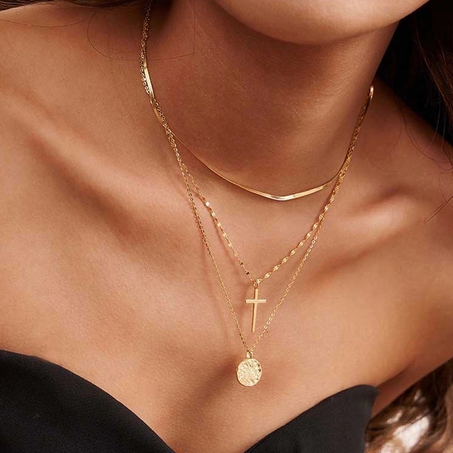 925 Sterling Silver Gold Cross Pendant Necklace-Bijou Crush