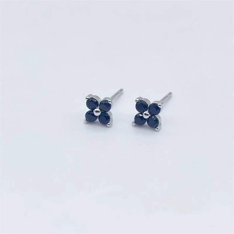 925 Sterling Silver Artificial Diamond Flower Stud Earrings-Bijou Crush