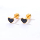 Heart Shape 201 Stainless Steel 18K Gold Plated Ear Studs Earrings-Bijou Crush