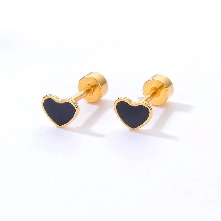 Heart Shape 201 Stainless Steel 18K Gold Plated Ear Studs Earrings-Bijou Crush