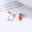 925 Sterling Silver Rabbit Carrot Screw Back Stud Earrings-Bijou Crush