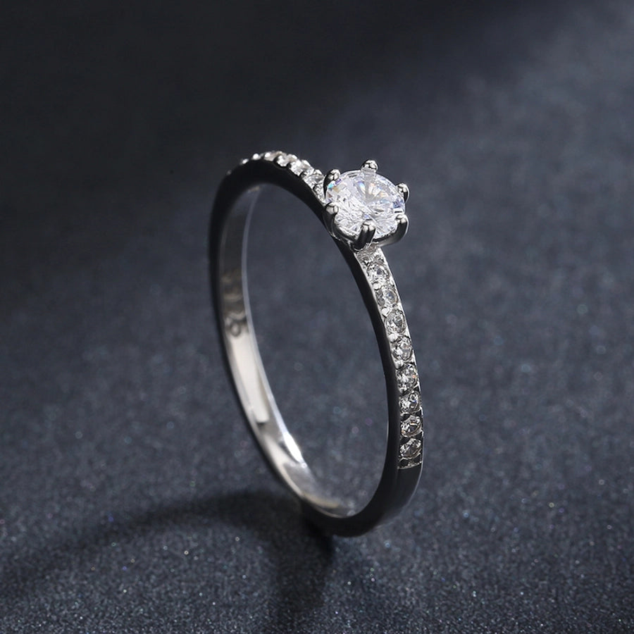 925 Sterling Silver Sparkling Zircon Round Ring-Bijou Crush