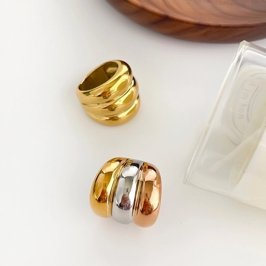 Nordic Style Exaggerated Color Block 316 Stainless Steel 18K Gold Plated Irregular Rings-Bijou Crush
