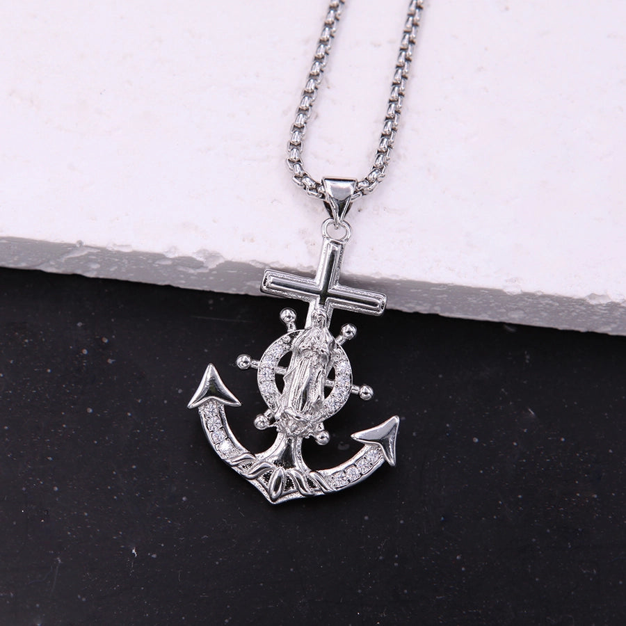 Simple Style Anchor Copper Polishing Plating Zircon-Bijou Crush