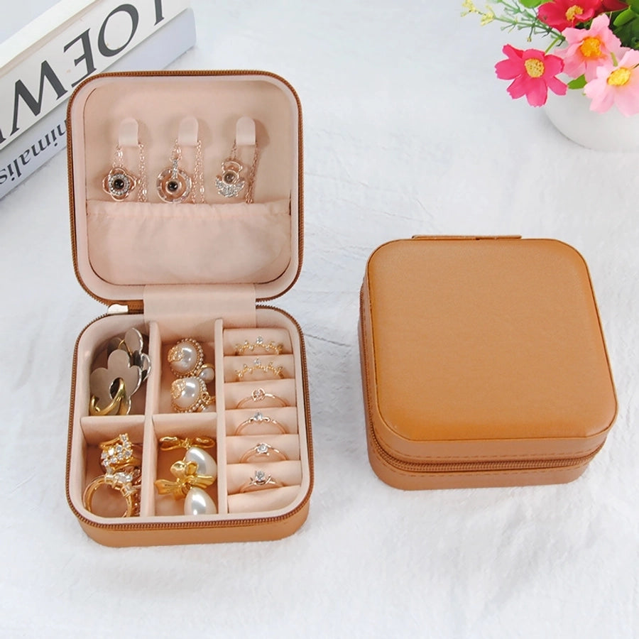 Simple Style Solid Color Leather Jewelry Boxes-Bijou Crush