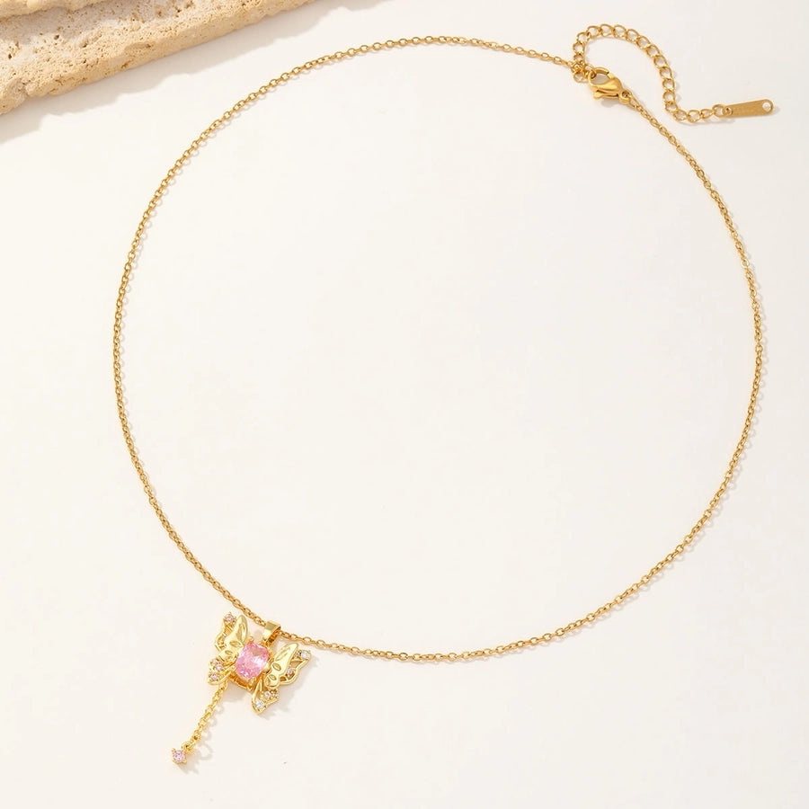 Sweetheart Butterfly, Circle, Heart, Sun Necklace – 18K Gold-Plated Stainless Steel with Zircon Accents-Bijou Crush