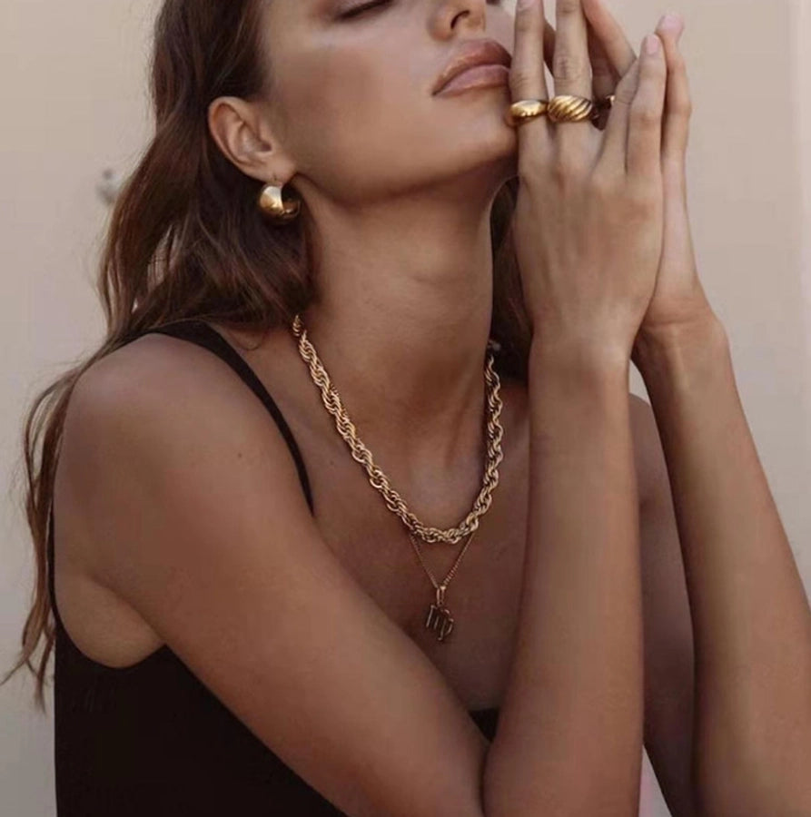 Shiny Shell Inlaid Gold Necklace-Bijou Crush