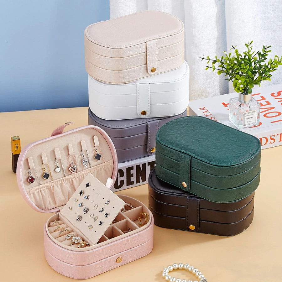 Retro Solid Color Pu Leather Jewelry Boxes-Bijou Crush