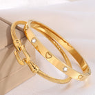 Stainless Steel Heart Bangle Set – Elegant 2-Piece Design-Bijou Crush