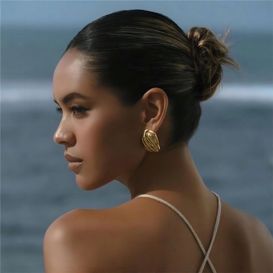 Geometric Polished Ear Studs – 18K Gold-Plated Stainless Steel-Bijou Crush