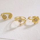 Flower Copper 18K Gold Plated Zircon Open Ring-Bijou Crush