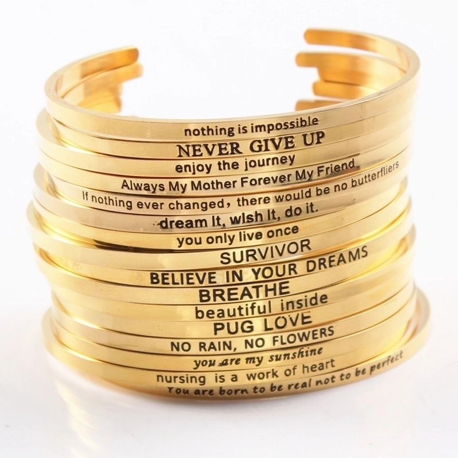 Quotes Letter Bracelet Bangle – 304 Stainless Steel-Bijou Crush