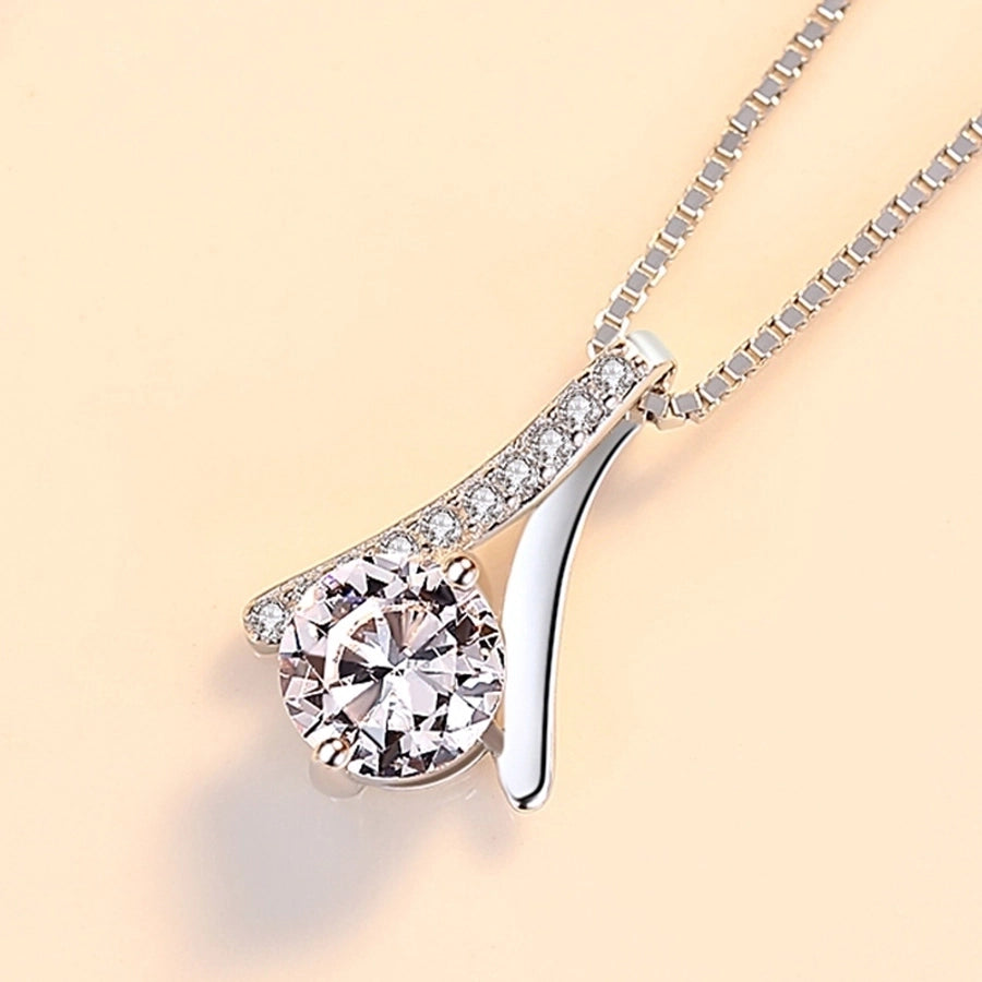 Geo Sparkle Pendant – 925 Sterling Silver with Zircon Inlay Necklace-Bijou Crush