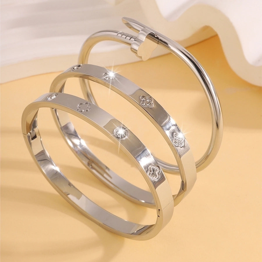 Elegant French Style Classic Four Leaf Clover 304 Stainless Steel Bangle-Bijou Crush